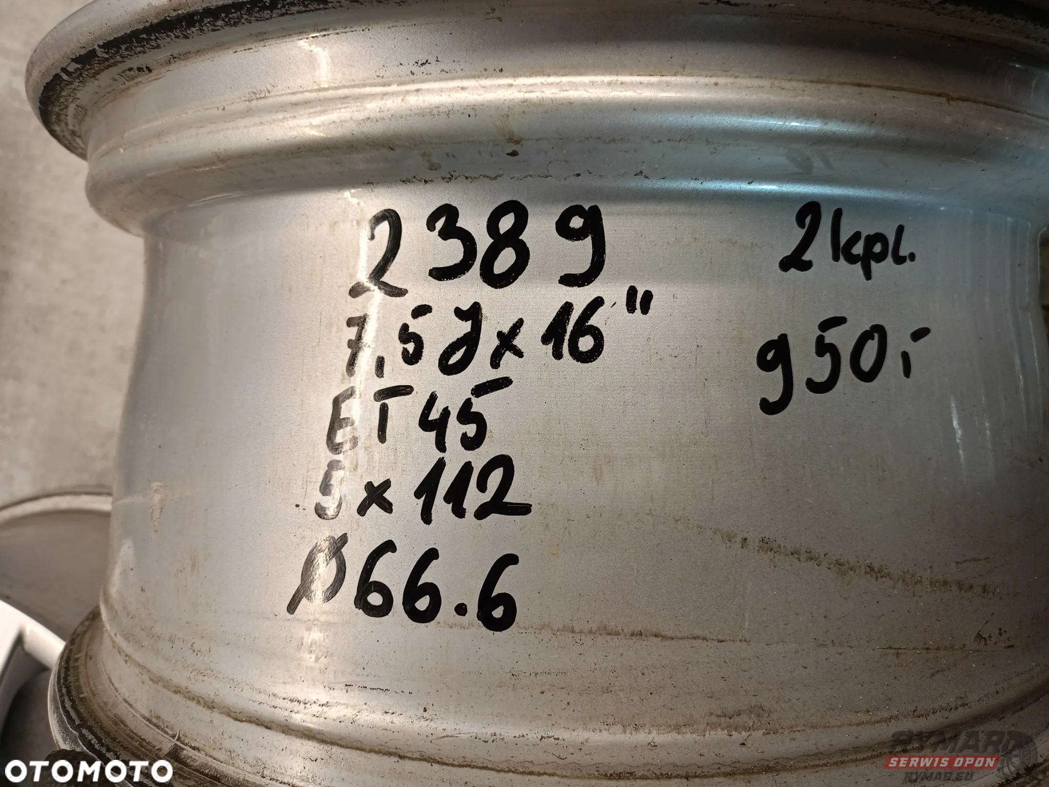 ŚLĄSK ALUFELGI 7.5X16" 5x112 ET45 ORYGINAŁ AUDI KOMPLET - 7