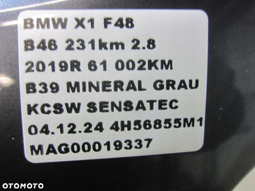 BMW X1 F48 BŁOTNIK LEWY PRZEDNI SZARY B39 MINERAL GRAU 7427299 41007427299 - 9