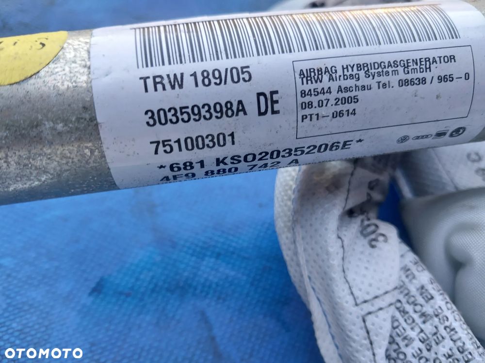 Pasy bezpieczeństwa poduszki air bag Audi A6 C6 Kombi Avant lewa prawa kurtyna poduszka powietrzna pasażera - 4