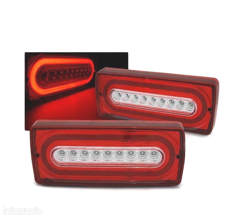 FAROLINS TRASEIROS LED DINÂMICO MERCEDES W463 CLASE G 90-12 RED CRYSTAL VERMELHO CRISTAL - 1