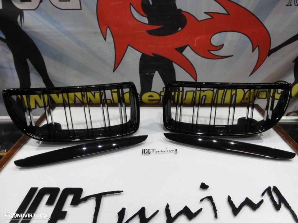 Grelha frontal BMW E90 / E91 05-08 M4 look / dupla lâmina em preto piano brilhante - 1