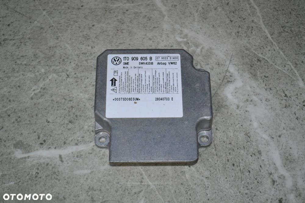 VW TOURAN STEROWNIK PODUSZEK POWIETRZNYCH SENSOR AIRBAG 1T0909605B - 1