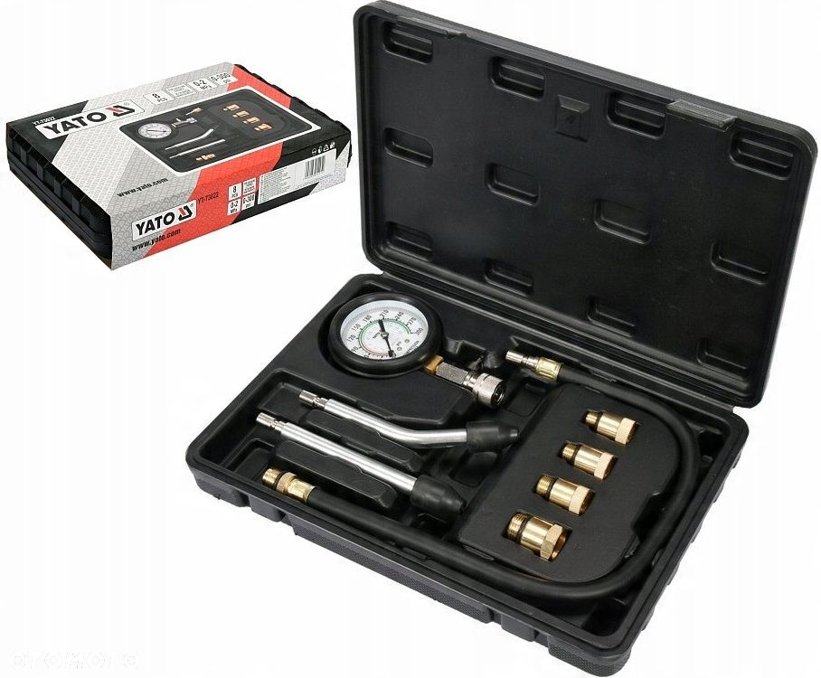 YATO TESTER MIERNIK CIŚNIENIA SPRĘŻANIA BENZYNA  ADAPTERY 8EL YT-73022 - 2
