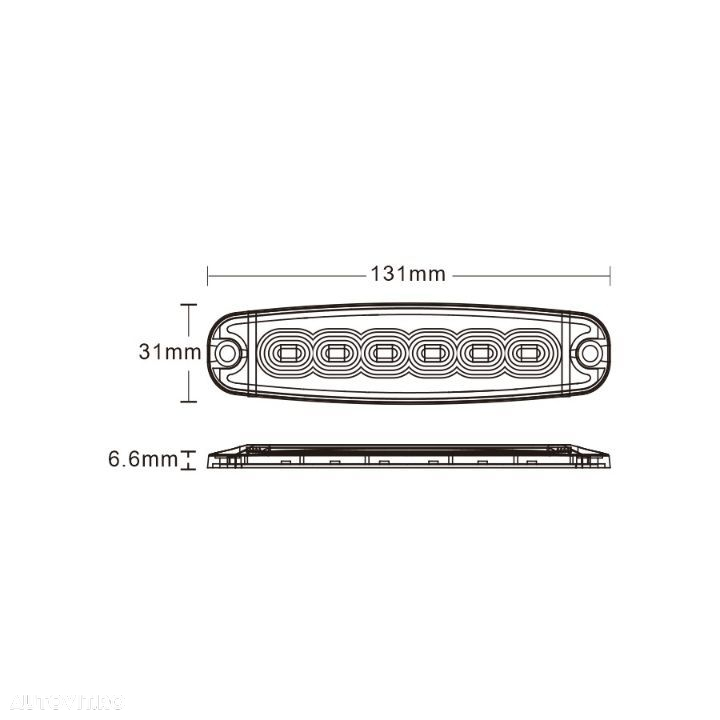 Stroboscop Slim, Lampa Speciala De Avertizare, Galbena, 6 LED-uri, 131mm, cu sincronizare - 3