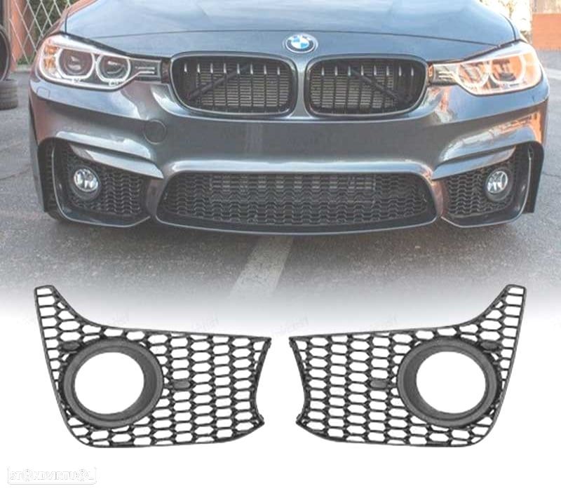 GRELHAS DE FARÓIS DE NEVOEIRO BMW F30 F31 11-15 LOOK M3 PRETAS - 1