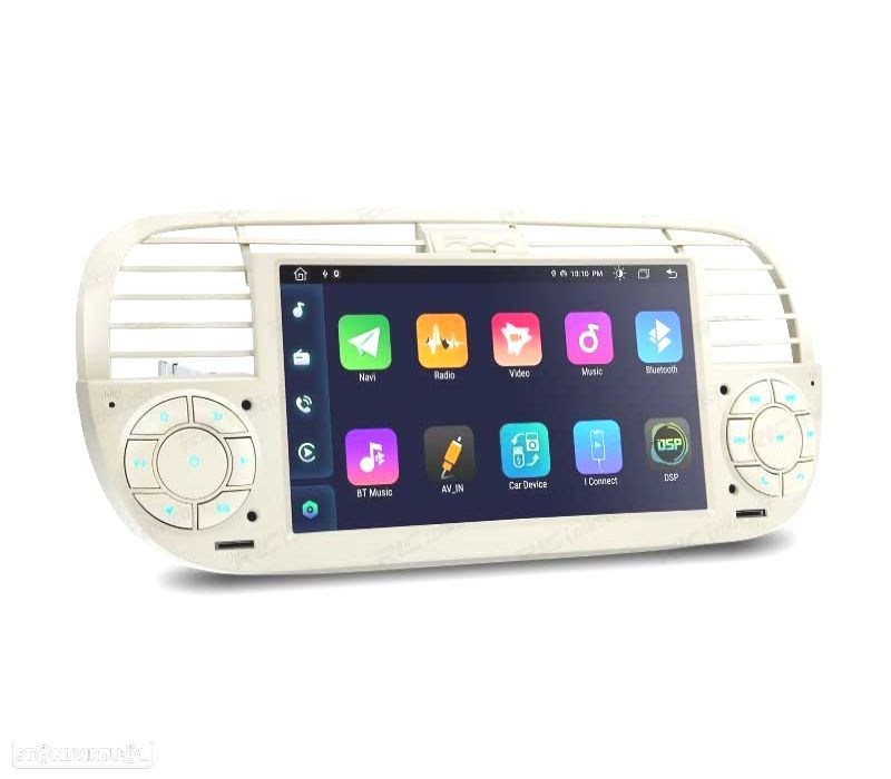 AUTO RÁDIO GPS ANDROID 12 PARA FIAT 500 07-15 BRANCO - 1
