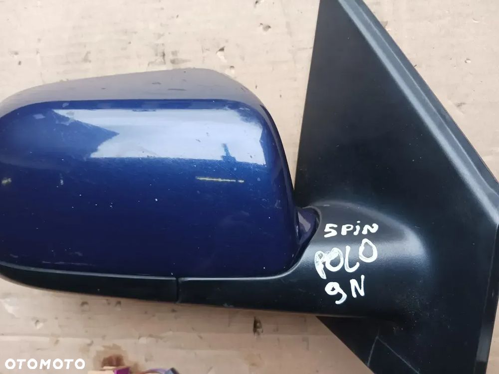Lusterko prawe lewe Volkswagen Polo 9N IV 5 PIN prawe lewe pasażera kierowcy kolor LD5Q granatowe niebieskie ELEKTRYCZNE 01-09 - 5