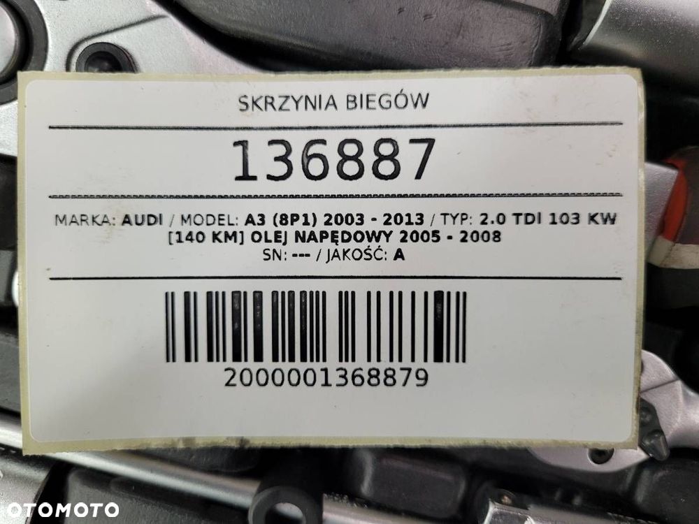 SKRZYNIA BIEGÓW AUTOMATYCZNA AUDI A3 8P HXS 2.0 TDI 140KM KOMPLETNA - 9