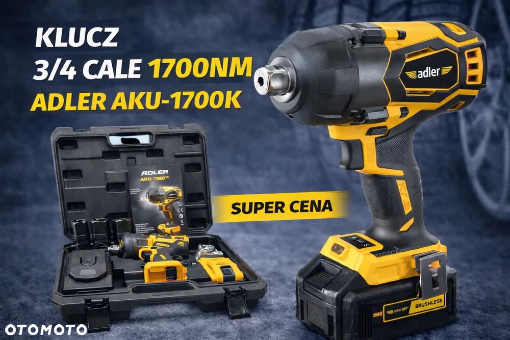 Klucz udarowy akumulatorowy bezszczotkowy Adler Aku-1700K 1700 Nm 3/4" 3410.9 - 7