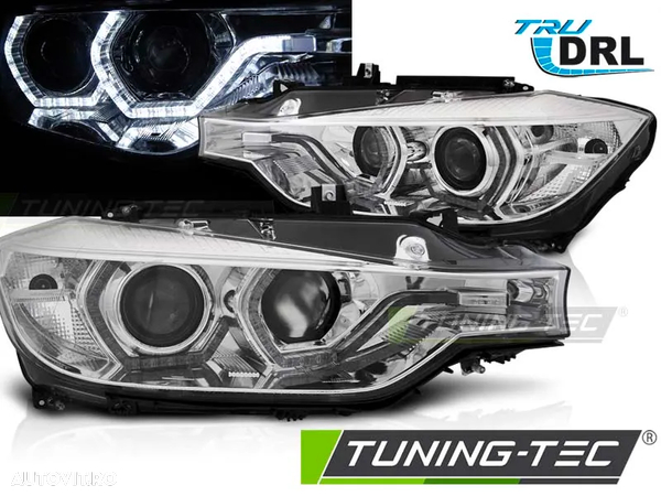 Faruri Full Angel Eyes LED DRL BMW 3 Series F30 F31 Sedan Touring (10.2011-05.2015) CROM