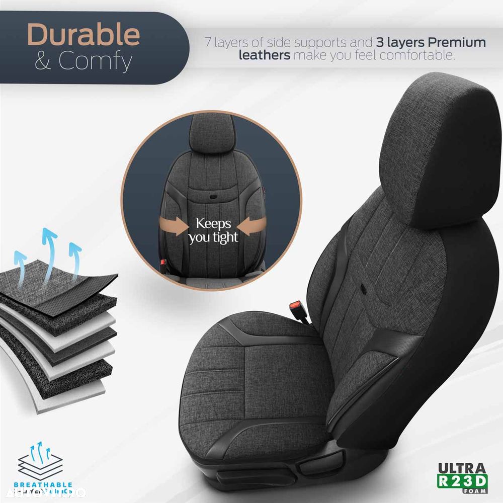 Set huse scaune Premium, Universale, fractionate Otom Swan 501 negru - 4