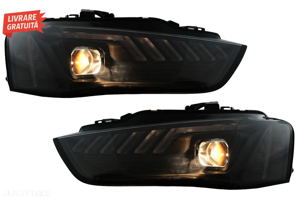 Faruri LED DRL Audi A4 B8.5 Facelift (2012-2015) Negru Semnal Dinamic- livrare gratuita - 5