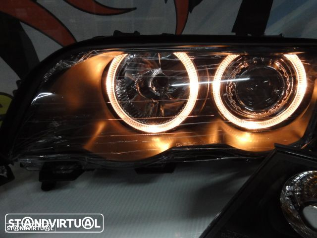 Farois frontais angel eyes para BMW E46 4 portas / limosine 98-01 fundo preto. - 13