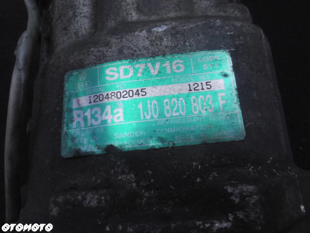 VW AUDI SEAT SKODA 1.9TDI KOMPRESOR SPRĘŻARKA KLIMATYZACJI 1J0820803F SD7V16 SANDEN ORYGINAŁ GOLF IV AUDI A3 LEON I TOLEDO II OCTAVIA I POSIADAM 2SZT - 7