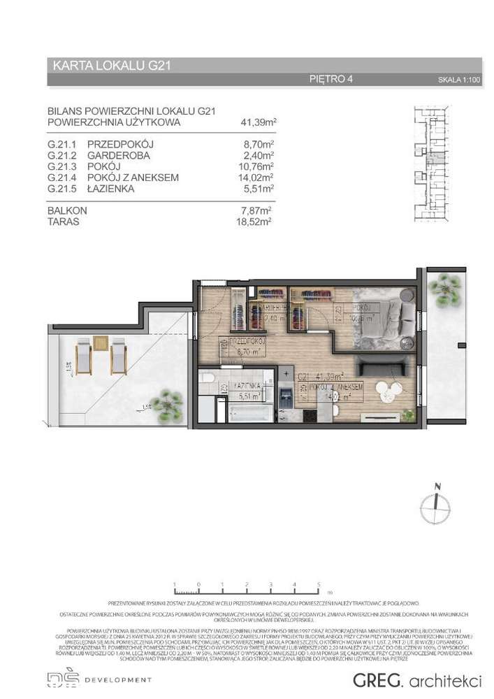 Osiedle Parkowe Słowiańska - 41m2 z tarasem - G21