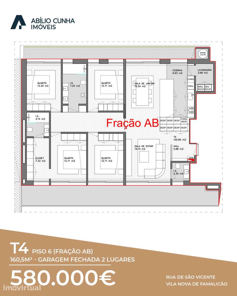 Apartamento T4 Novo | 160,5 m² | Garagem Fechada 2 | VNF | 580.000 € - Grande imagem: 2/2