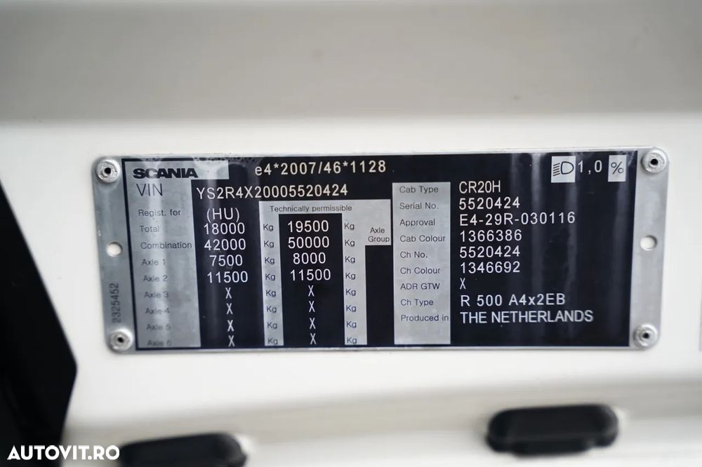 Scania R 500 / RETARDER / PLATĂ JOSĂ / MEGA / I-PARK COOL / - 38