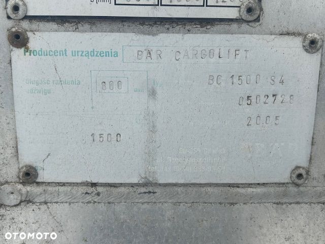 Winda załadowcza BAR cargolift 1500kg UDT do 2028 stan BDB podest - 8