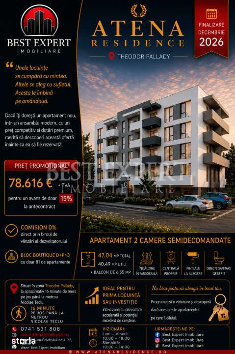 2 Camere | Parcare BONUS | Credit Ipotecar cu Avans 15% | Direct Dezvo — fotografia 1