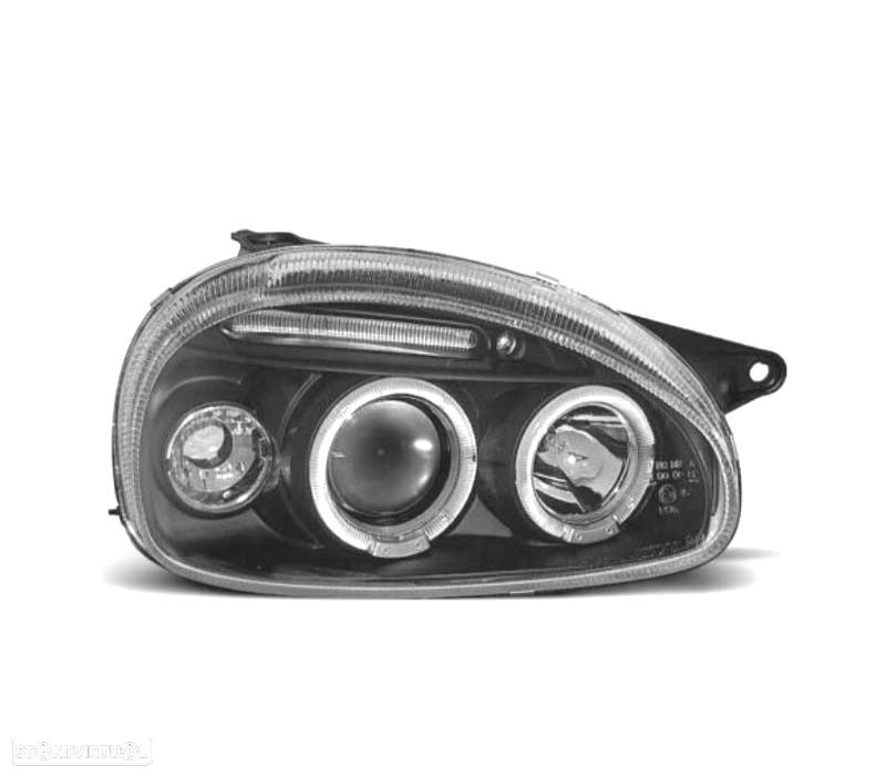 FARÓIS ANGEL EYES OPEL CORSA B 93-00 FUNDO PRETO - 2