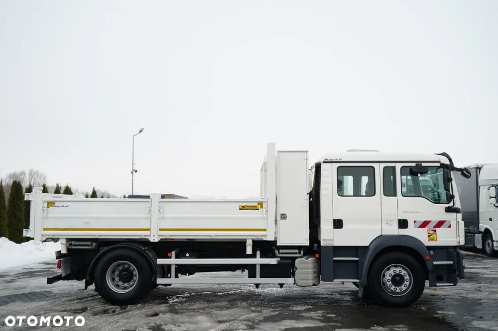 MAN TGM 18.340 / 4X2 / 3 STRONNA WYWROTKA / HYDROBURTA / BRYGADÓWKA 7 MIEJSC / BORDMATIC - 12