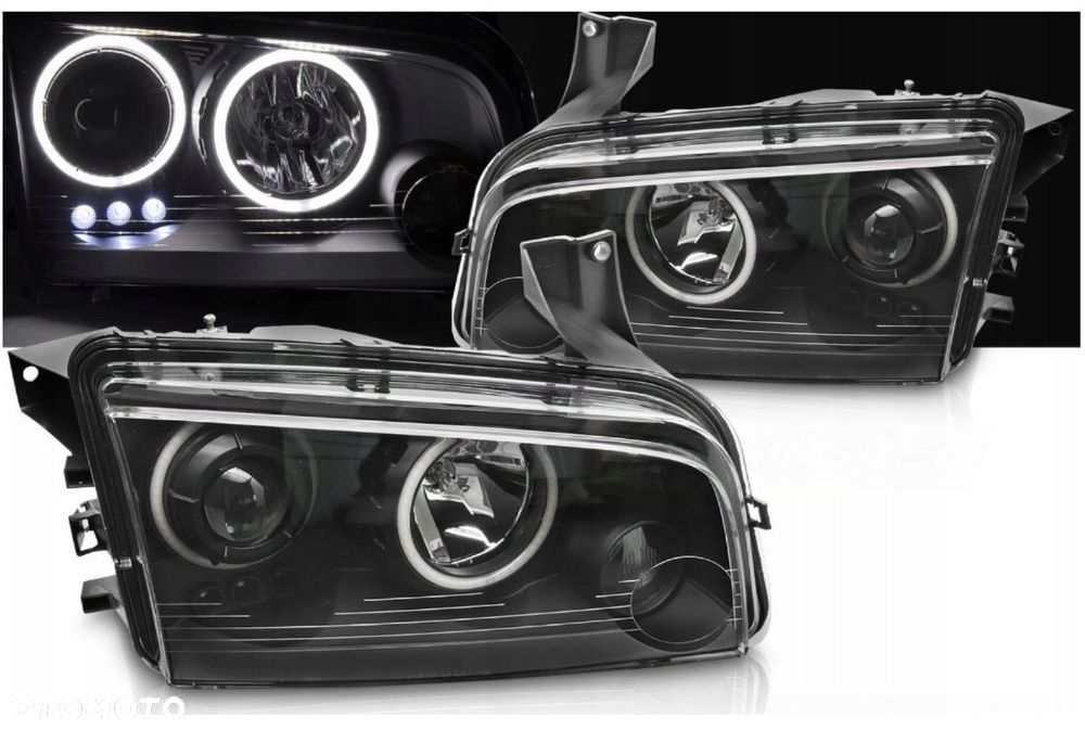 Reflektor Lampa L+R Ringi Angel Eyes LED Black Czarne Dodge Charger lx 06- - 4