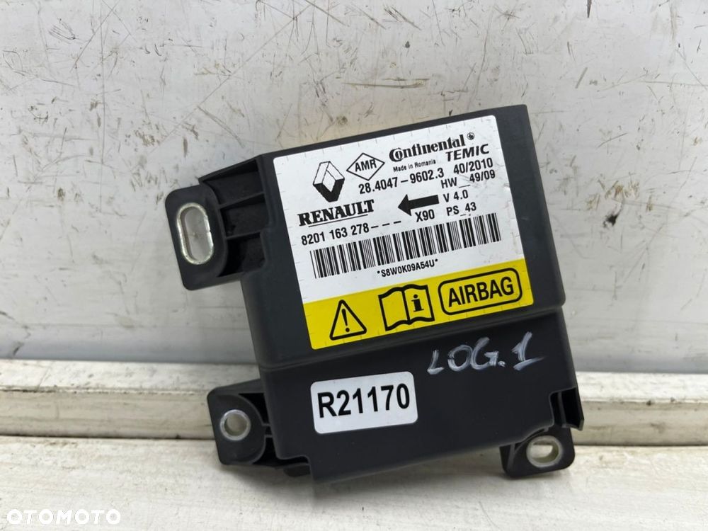Moduł Dacia Logan 1 I Mcv Sandero I 05-14r. sterownik sensor poduszek AIRBAG 8201163278 - 1