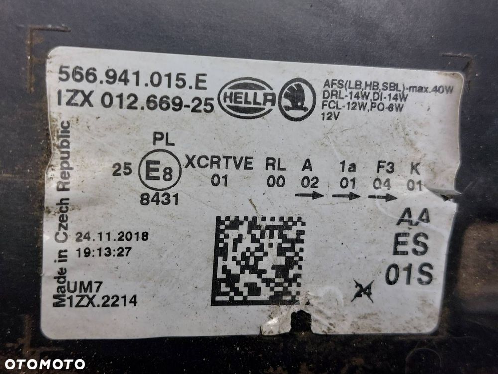 LAMPA LEWY PRZÓD NA CZĘŚCI SKODA KODIAQ I 566941015E 799941597C 7P5941591AD - 3