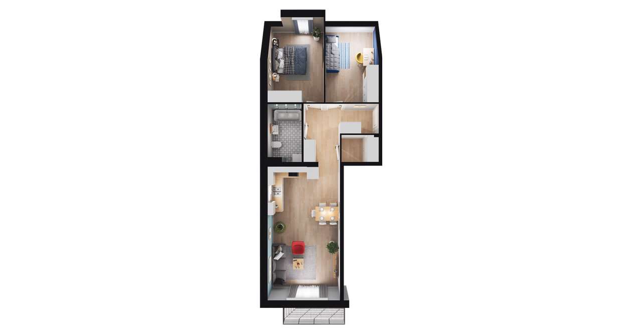 3-pokojowe mieszkanie 63m2 + balkon - Pełny obrazek: 2/17