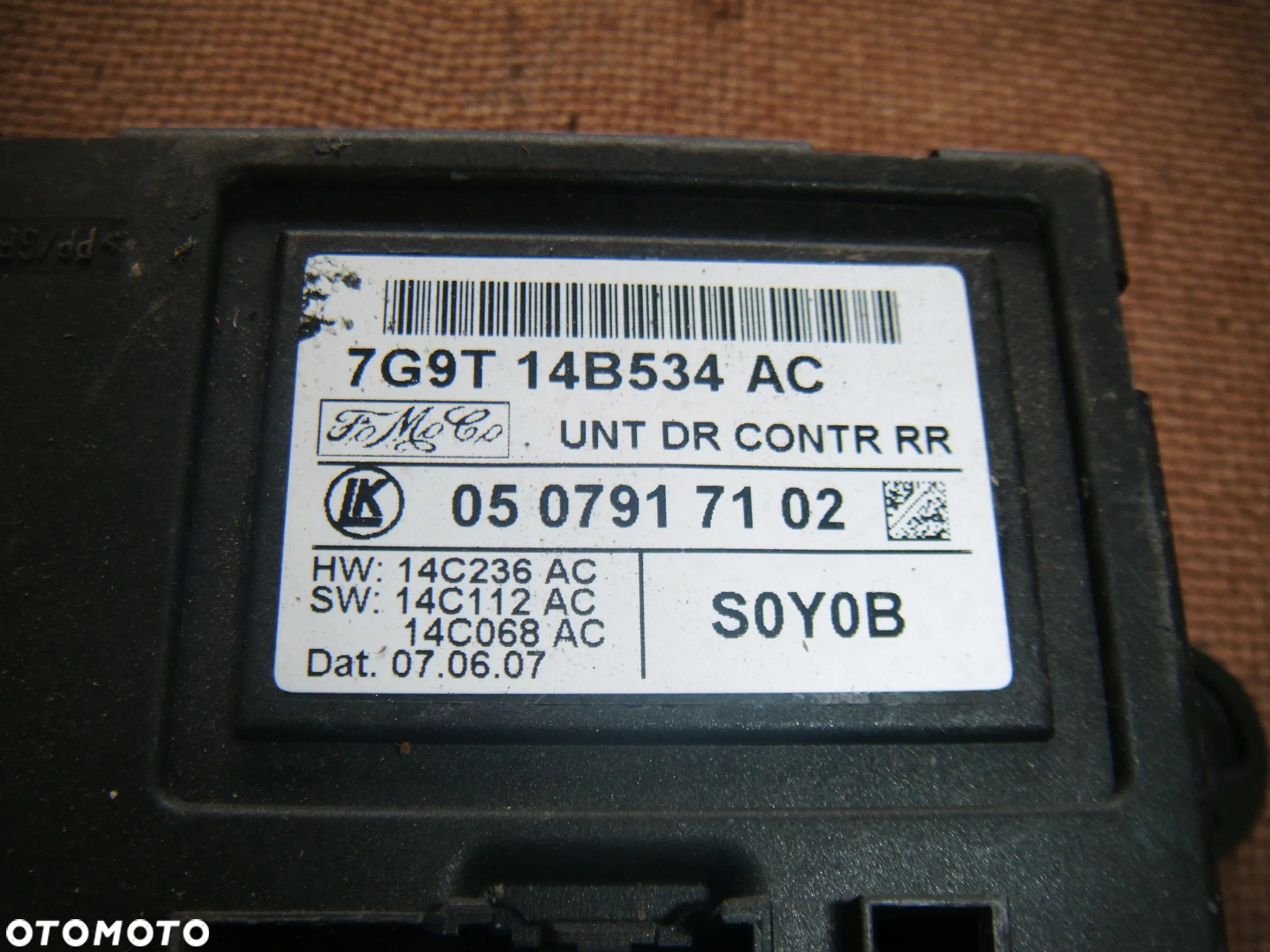 ford s-max 07r  moduł drzwi prawy tył 7g9t14b534ac - 2