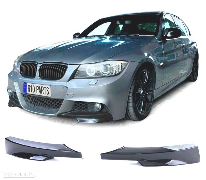 SPLITTERS PARA-CHOQUES FRONTAL BMW E90 E91 08-12 LOOK M PRETO BRILHANTE - 1