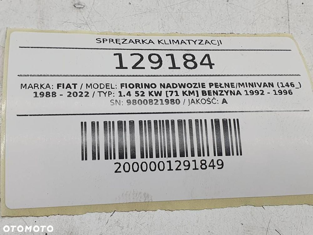 SPRĘŻARKA KOMPRESOR KLIMATYZACJI FIAT FIORINO 9800821980 - 8