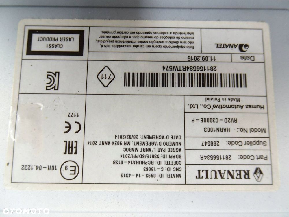 radio cd dacia logan mcv ii 281156534r - 9