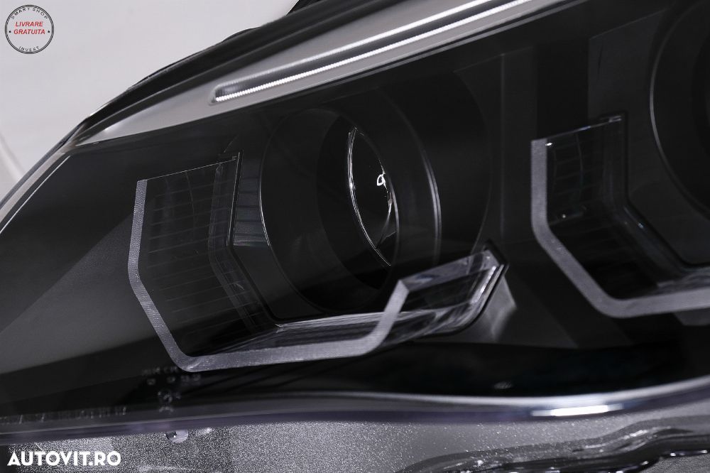 Faruri 3D LED Angel Eyes BMW Seria 5 E60 E61 (2003-2007) LCI Design Negru- livrare gratuita - 20