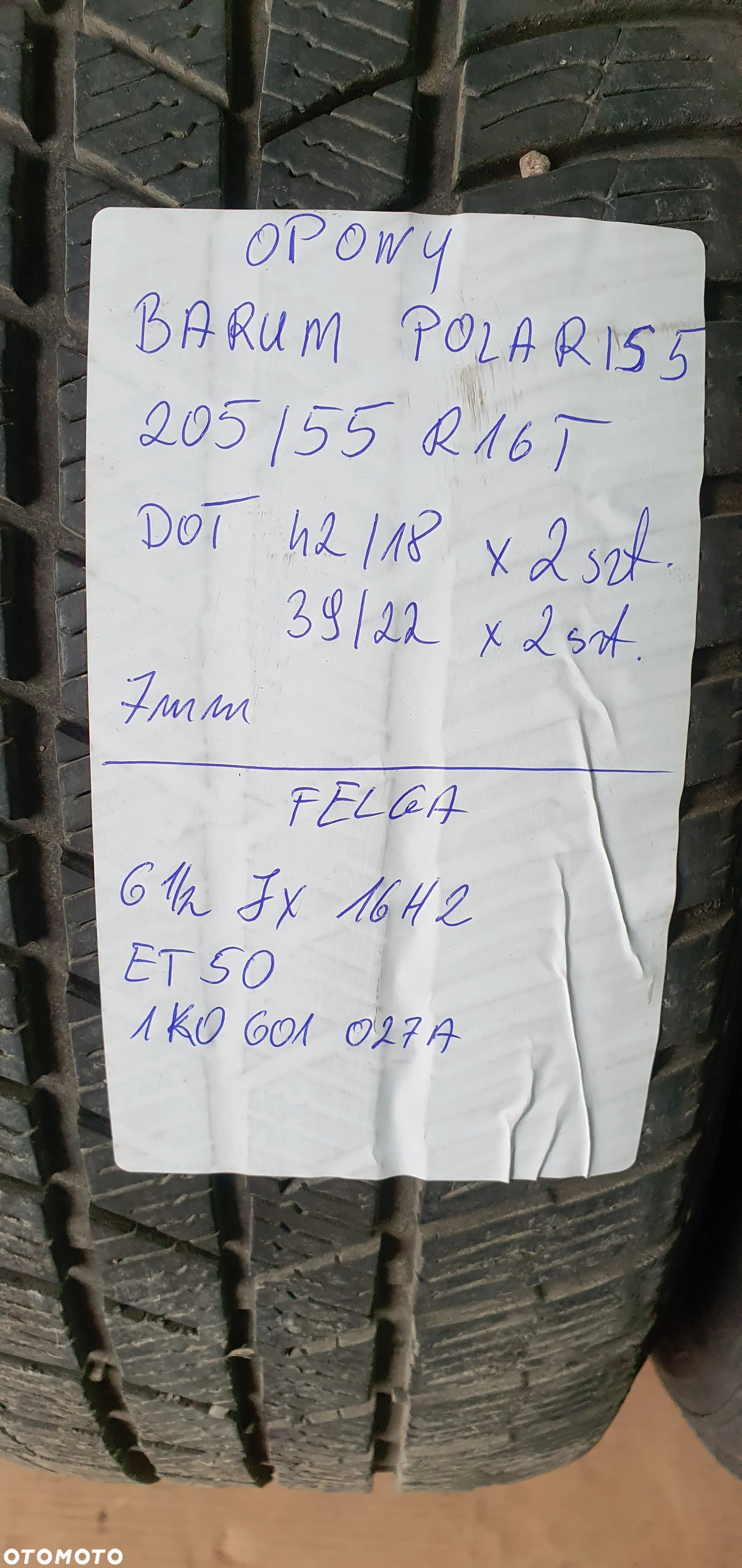 Felgi stalowe z oponami 6,5J ET50 5x112 205/55 R16 Volkswagen 1K0601027A - 14
