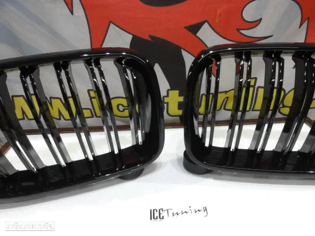 Grelha frontal em preto piano brilhante para BMW X3 F25 LCI 2014-2017 M4 look / dupla lâmina em plástico ABS - 6