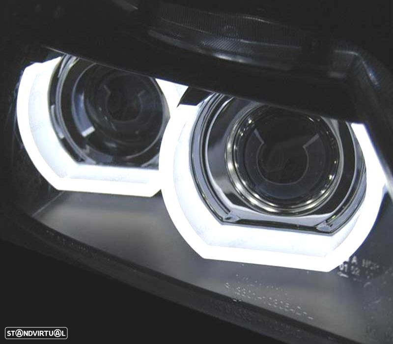 FARÓIS ANGEL EYES AFS U 3D XENON LED BMW SERIE 3 E90 E91 08-12 FUNDO PRETO - 3