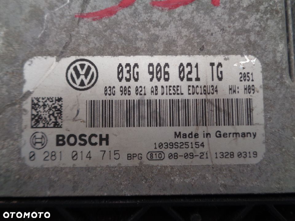 SKODA OCTAVIA II 1.9 TDI KOMPUTER STEROWNIK SILNIKA 03G906021TG - 2