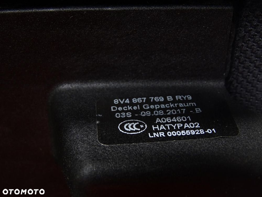 PÓŁKA BAGAŻNIKA TYŁ TYLNA 8V4867769B AUDI A3 8V SPORTBACK 5D - 6