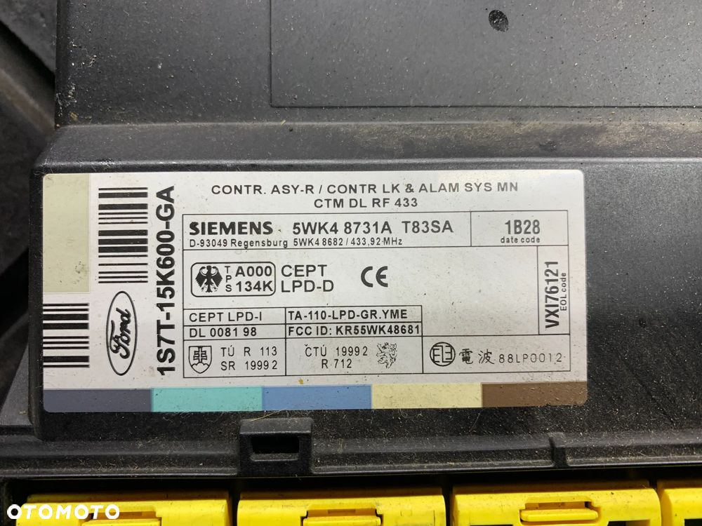 Komputer 1S7F-12A650-LD moduł klucz Mondeo MK3 2,0 BENZYNA ZESTAW STARTOWY - 2