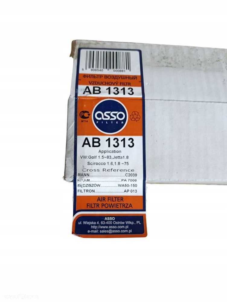 ASSO AB1313 FILTR POWIETRZA VW CADDY GOLF I II JETTA C2039 PA7006 AP013 - 3