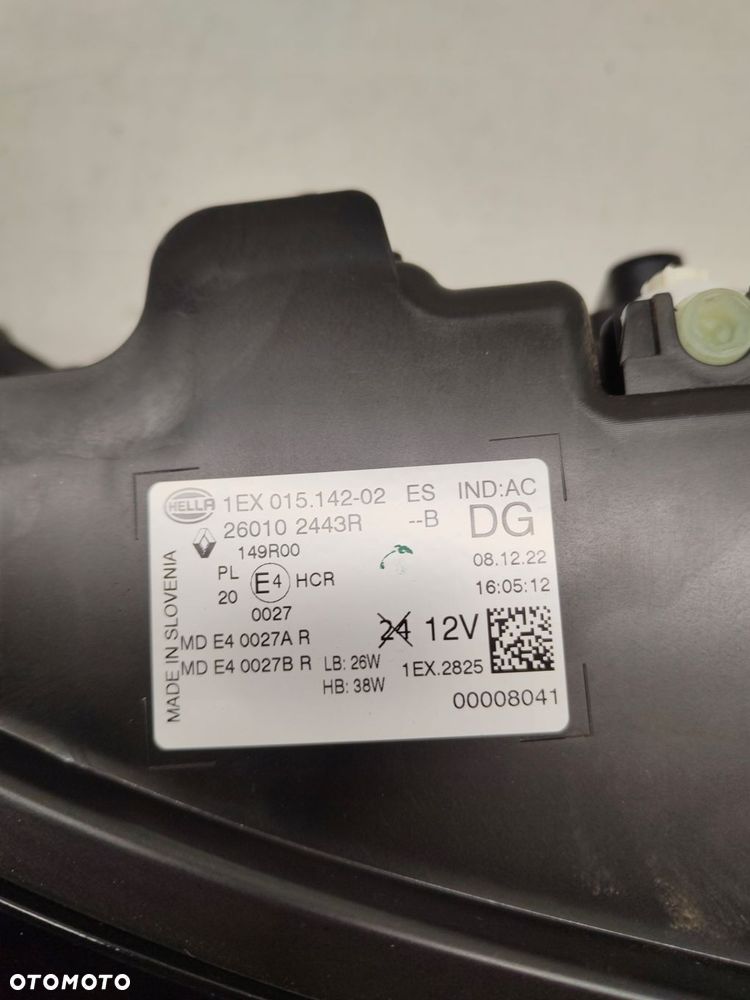 renault megane ev etech lampa prawy przód 260102443r - 3
