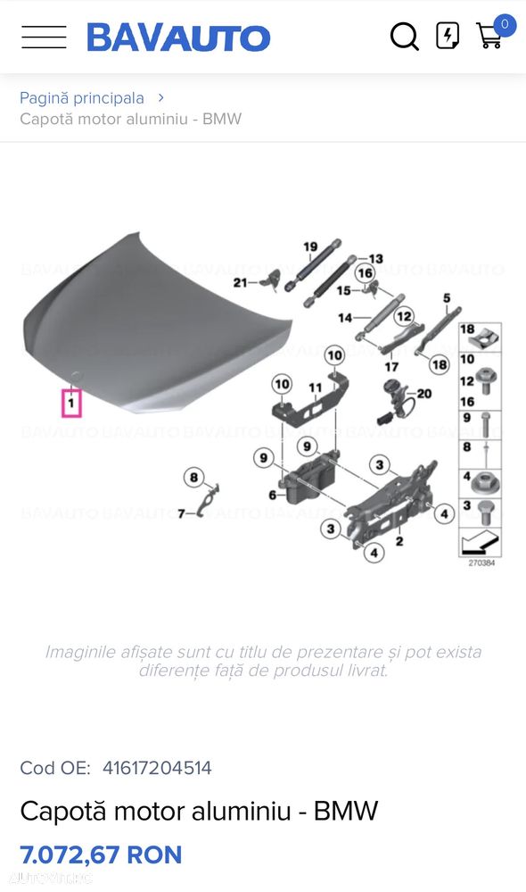 Capota față  bmw seria 7 F01 F02 LCI de culate negru originală - 3