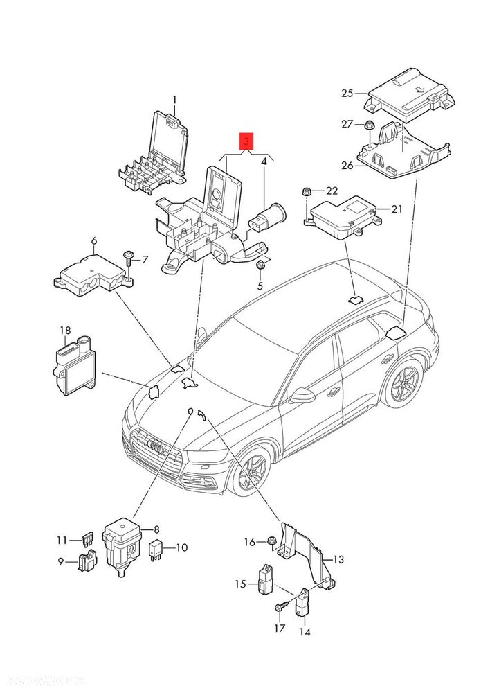 AUDI Q5 80A LIFT 80A941823A KLEMA BEZPIECZNIK ROZDZIELACZ PRĄDU - 2