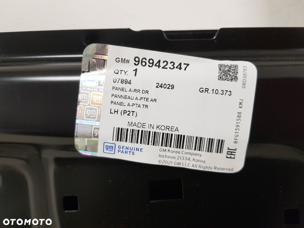 FABRYCZNIE NOWE ORYGINALNE DRZWI LEWE TYLNE LEWA TYŁ CHEVROLET AVEO T255 HB 07-11  96942347 - 9