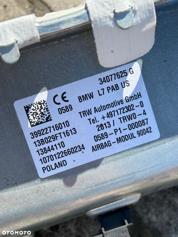 BMW F30 F31 AIRBAG PODUSZKA POWIETRZNA PASAŻERA 9227160 - 2