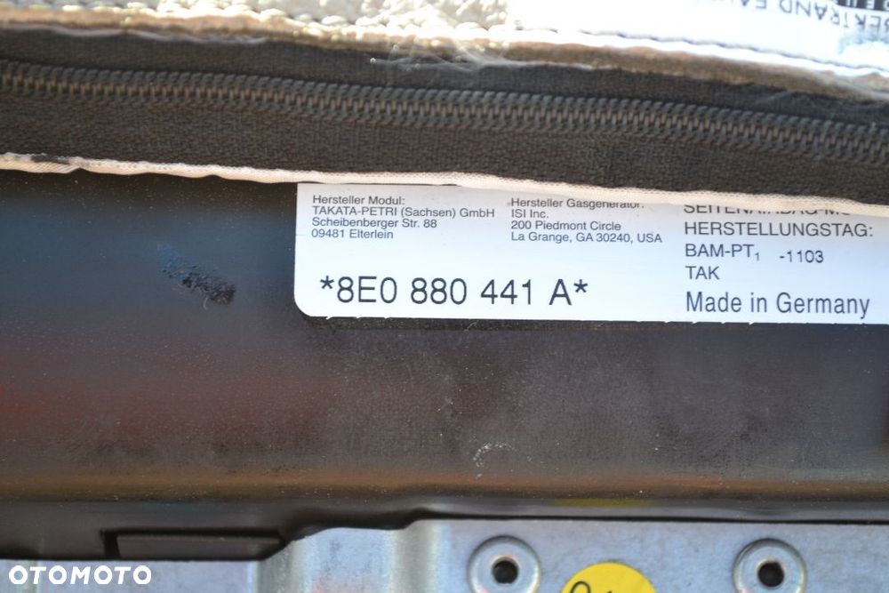AUDI A4 B6 B7 PODUSZKA AIRBAG KANAPY TYLNEJ LEWA 8E0880441A SKÓRA BEŻ - 3