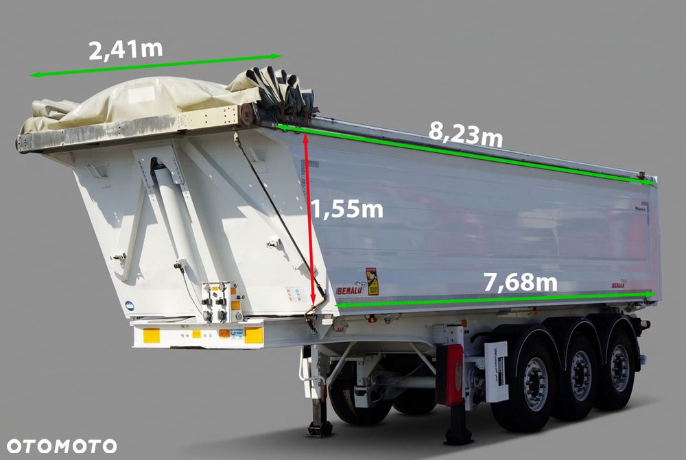 Benalu WYWROTKA / 30 m3 / ALUMINIOWA / OŚ PODNOSZONA / WAGA: 5 100 KG / SAF /  ALUFELGI / - 3