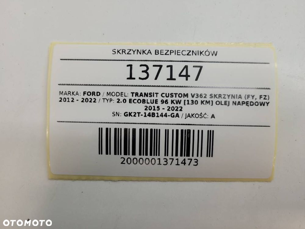 SKRZYNKA BEZPIECZNIKÓW FORD TRANSIT CUSTOM I GK2T-14B144-GA - 9