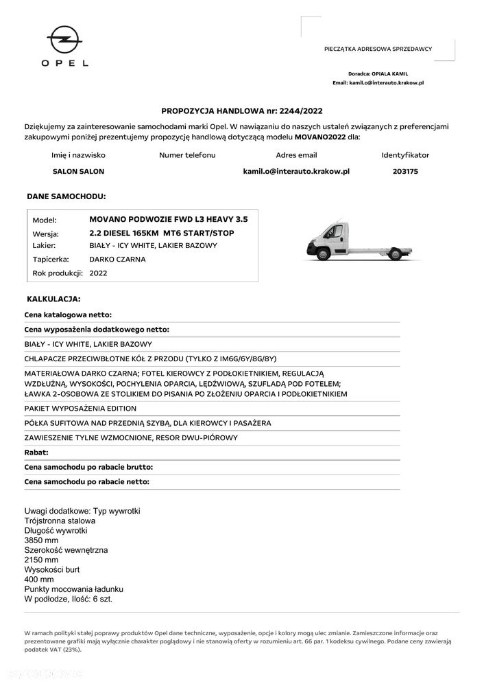 Opel Movano L3 2.2 165km Motowektor Wywrotka - 18